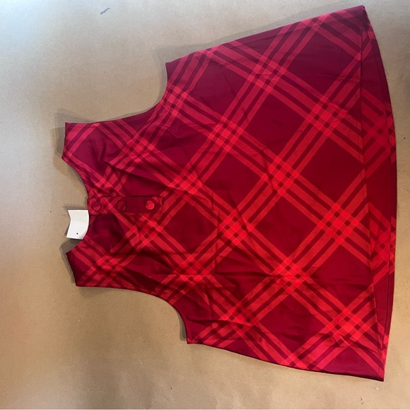 NWT! J Crew Red Sleeveless Back Button plaid Breezy Top Women’s Size L - Picture 8 of 9